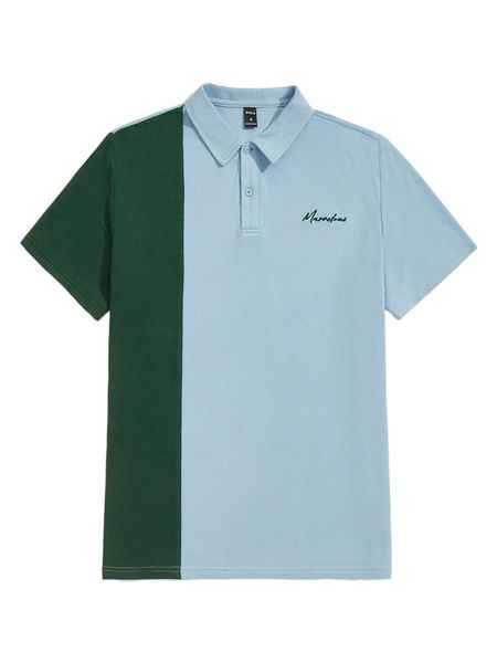 

men colorblock letter embroidery polo shirt j9cj#, White;black