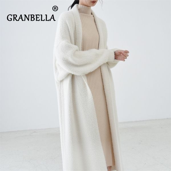 

european luxury long faux mink fur cardigans xlong fall winter womens sweaters oversize coats wholesale pull 220817, White;black