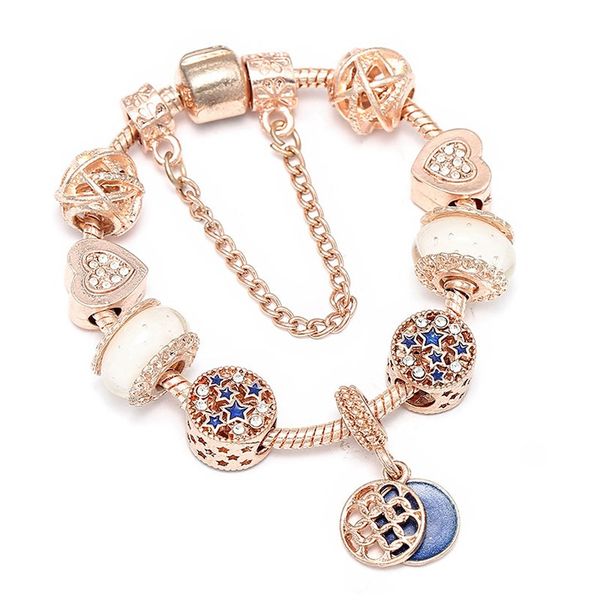 

fashion pandora style charm bracelet blue starry sky women european charm beads ocean drops dangle fits pandora charms bracelets necklace di, Golden;silver
