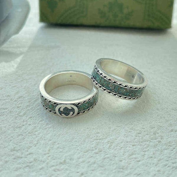 

factory outlet silver marble high version ins fashion used enamel ring