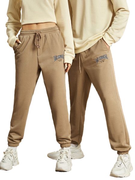

1pc letter graphic drawstring waist sweatpants u8f3#, Black