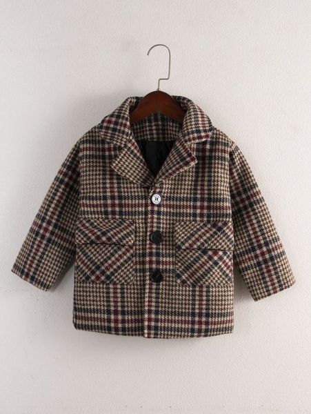 

toddler boys plaid flap pocket overcoat she01, Blue;gray