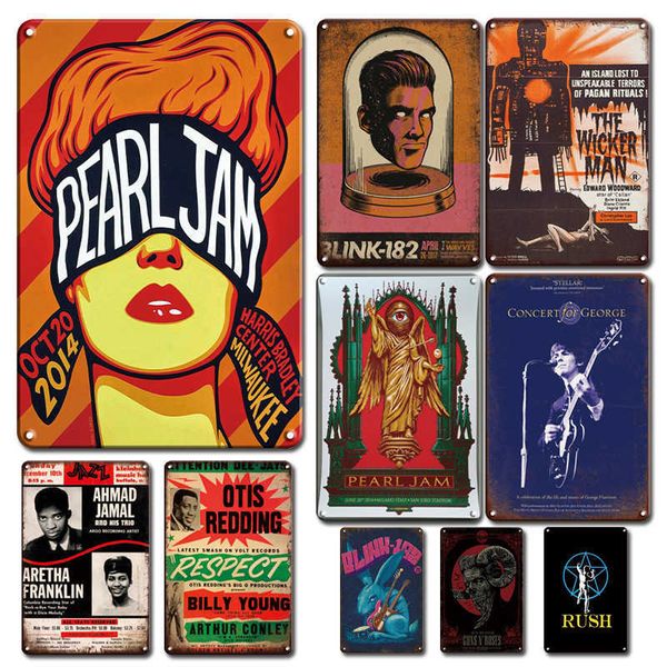 

old fashion music poster metal plaque tin sign vintage rock band stickers metal plate shabby chic living room decor accessories