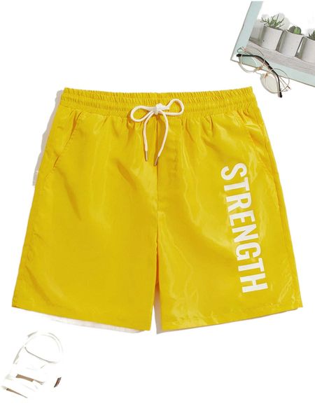 

men letter graphic drawstring waist shorts w9c4#, White;black