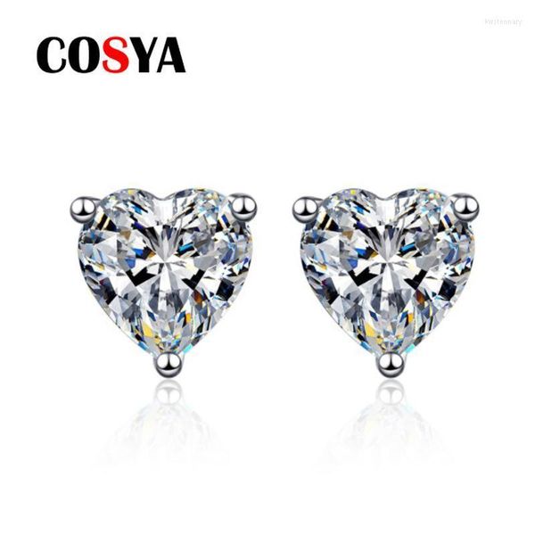 Стад 2-4CT D Цвет сердца серьги Moissanite для женщин 100% 925 Серебряное серебро Отличное сречение свадебные украшения подарки подарки Kirs22