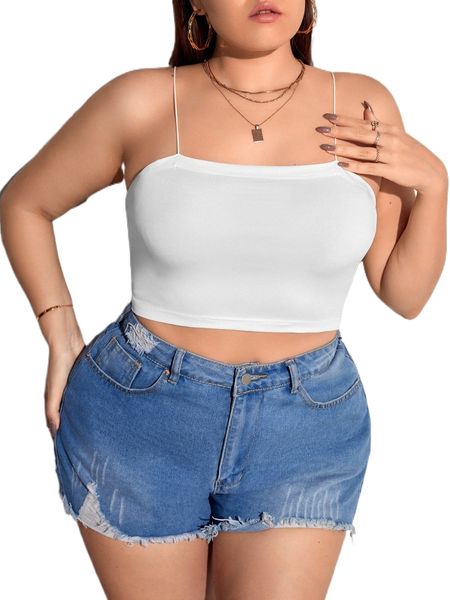 

plus solid backless cami z891#, Black