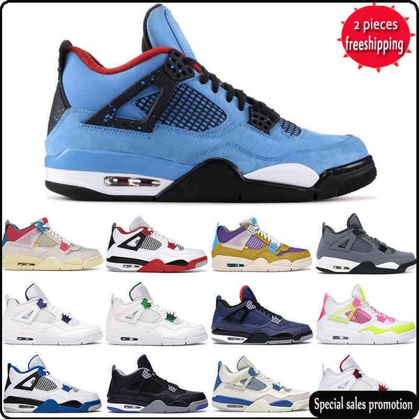 

2022 2022 basketball shoes men 4s 4 oreo pure money cool grey royalty university red union guava lemon thunder mens trainers outdoor sports, Black