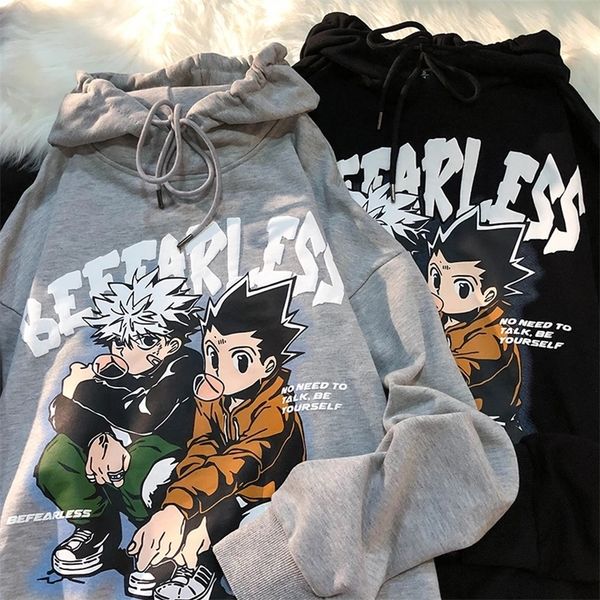 

90s x hunter killua zoldyck devil eye print anime hoodies men streetwear kawaii hisoka sweatshirt manga hoody male 220809, Black