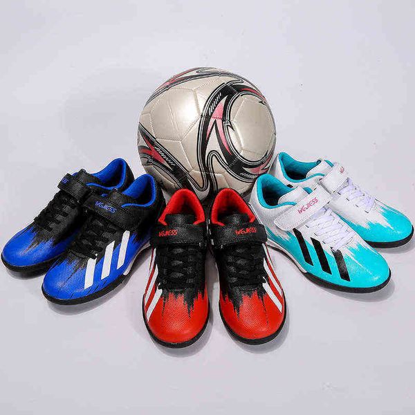 

children's football shoes men's tf broken nails youth non slip breathable primary school students lace up velcro girls, Black