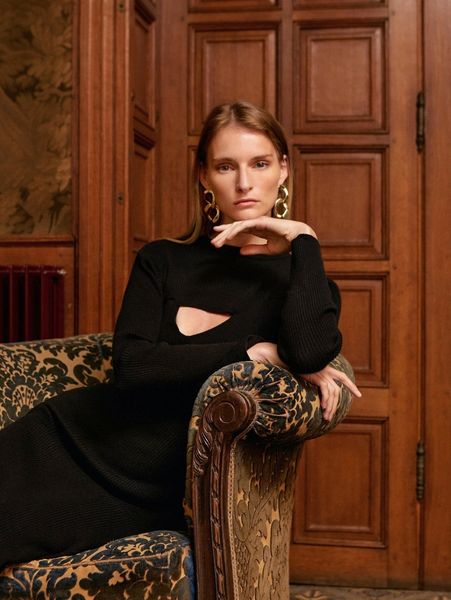 

motf premium viscose cut out sweater dress m3ni#, White;black