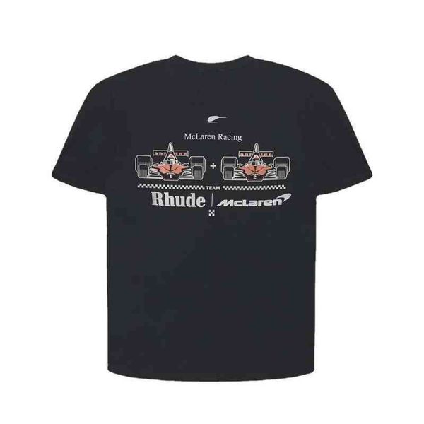 

brand designer luxury rhude t shirt rhude branded formula racing printed short sleeve high street fashion loose hip hop t shirt men's a, White;black