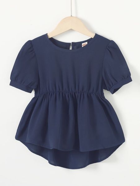 

toddler girls puff sleeve high low peplum hem blouse she, White;black