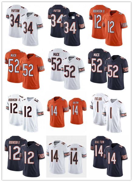

football jerseys chicago''bears''men women youth 52 khalil mack 1 justin fields 34 walter payton 10 mitchell trubisky fo, Black;red