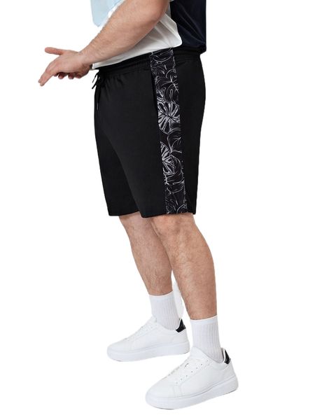

extended sizes men contrast tropical side seam shorts i3mb#, White;black