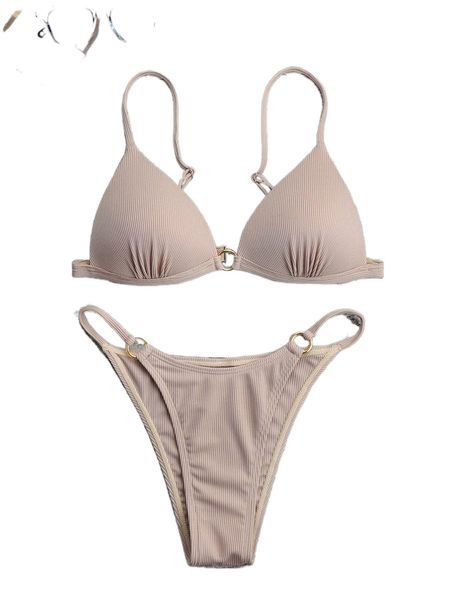 

rib ring linked push up bikini swimsuit c33x#, White;black