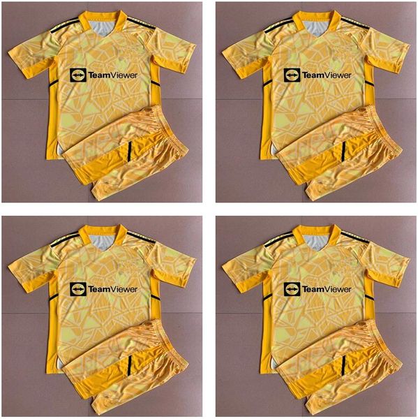 

22 23 sancho goalkeeper soccer jerseys fans player version man bruno fernandes rashford football shirt utd 2022 2023 men kids kit sets, Black;yellow