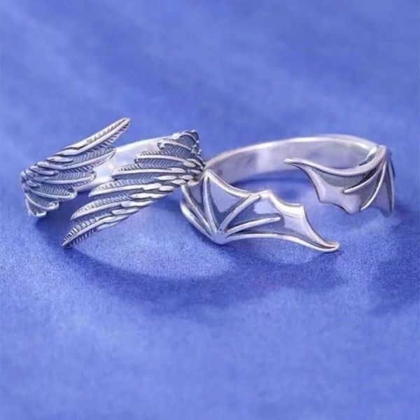 Gothic Punk Angel Devil Wings Ajuste Ajuste Womens para Hip Hop Rings femininos Feminino Party de joalheria de presente de Natal Set 220719