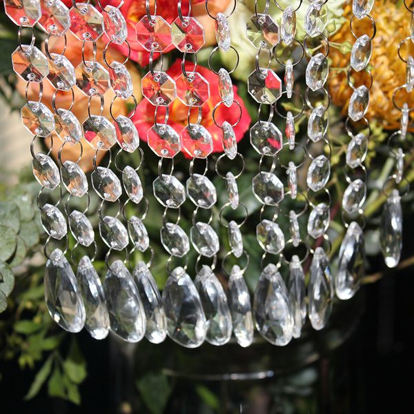 60 Schnüre mit 17,5 cm langen Acryl-Tropfen-Kristall-Anhängern, transparenten Girlanden, Vorhang-Kronleuchter-Anhängern, Hochzeits-Party-Dekoration