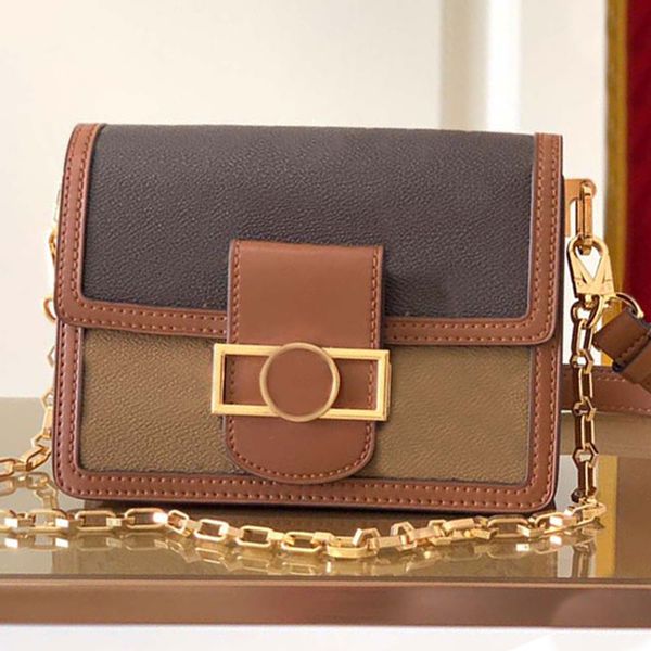 

chains crossbody bag cowhide shoulder bags flap underarm bag genuine leather letter hasp hardware classical print floral two detachable stra