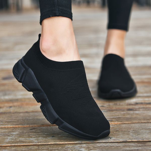 Frauen Schuhe Stricken Socke Turnschuhe Frauen Leichte Casual Slip Auf Flache Laides Schuhe Frau Plus Size Loafers Walking Famela