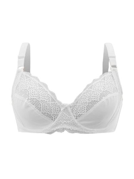 

plus contrast lace scallop trim underwire bra 452k#, Black;white