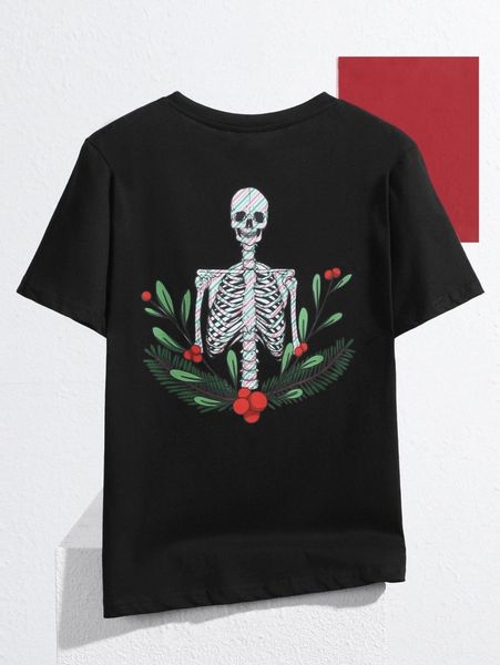 

x lisbeth six skeleton & plants print crew neck tee y9rm#, White