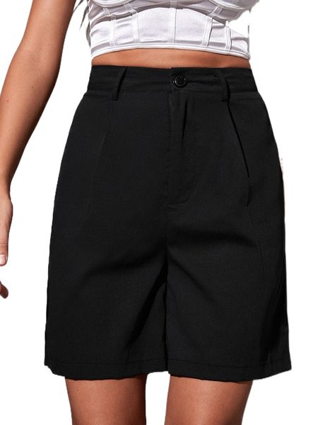 

solid high rise bermuda shorts 02tz#, White;black
