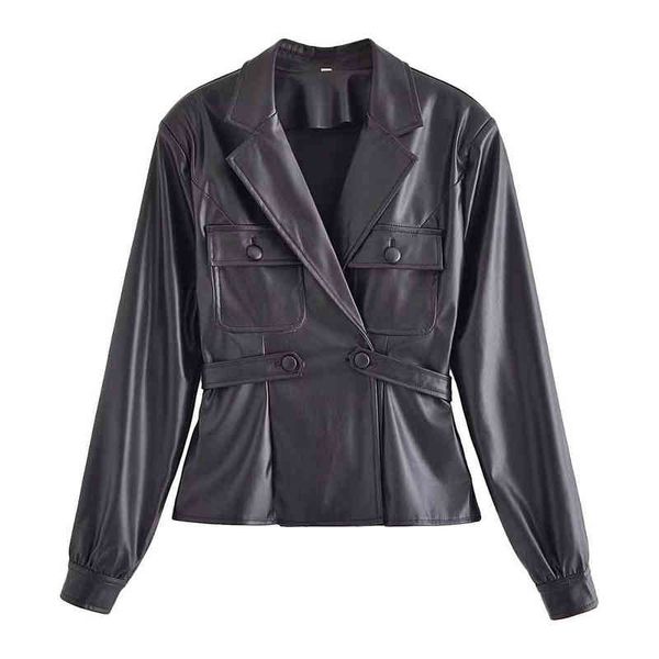 

suit women new tooling faux leather pu pocket decorative suit style jacket 2022, White;black