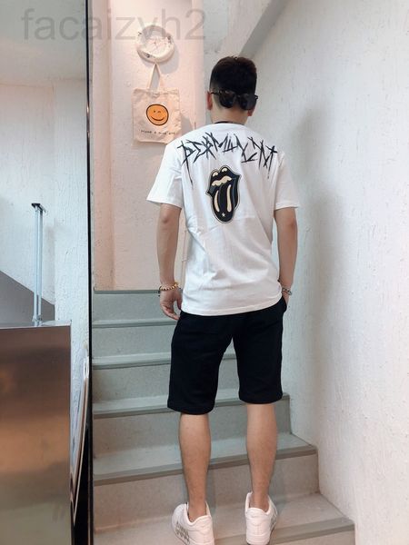 

men's t-shirts designer 2022ss fashion brand cronet red ins letter sanskrit big tongue short sleeve cross new t-shirt a924, White;black