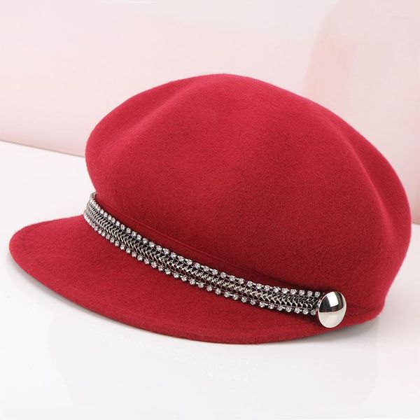 Visores Lady 100% Hat de lã Girls Fashion Woolen Leisure Cap Homens Equestre Mulheres B-8939Visors