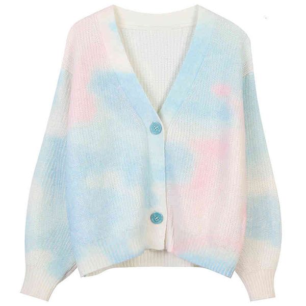 

women's sweaters autumn and winter women's v-neck long sleeve contrast gradient jacquard loose temperament knitted cardigan thick, White;black