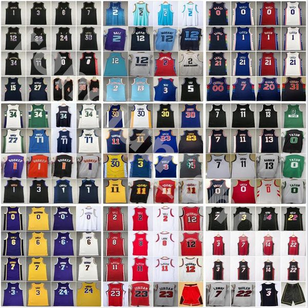 

2022 75th stitched basketball anthony westbrook derozan caruso lavine antetokounmpo morant irving harden durant tatum booker ball curry thom, Black;red