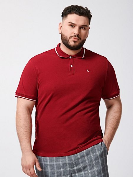 

extended sizes men bird print polo shirt b1no#, White;black