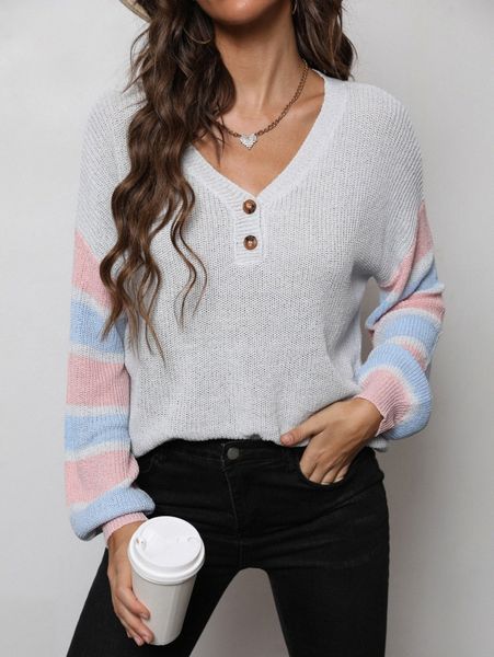 

dearcase drop shoulder striped pattern sweater r0mw#, White;black