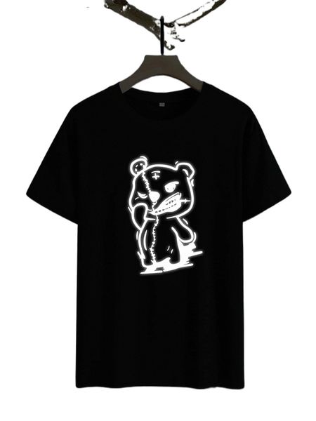 

men reflective cartoon graphic tee j6q9#, White;black