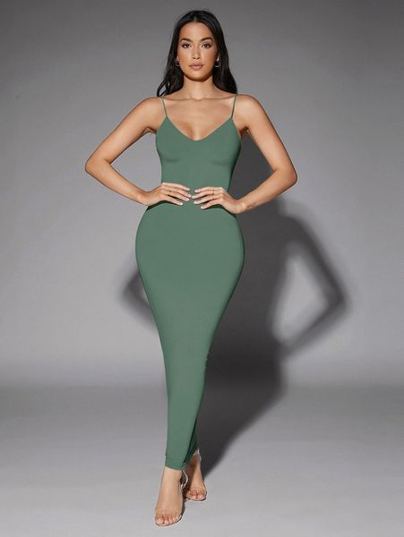 

solid backless bodycon dress 85ga#, Black;gray
