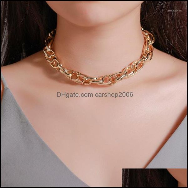 

chains necklaces pendants jewelry punk figaro chain choker necklace for women collar gold color thick big chocker1 drop delivery 2021 oniv, Silver