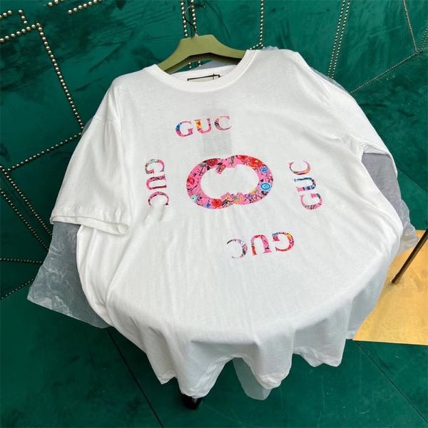 

crew neck printed short sleeve t-shirt, White