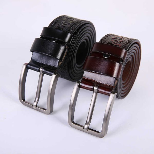 

2022 new fashion pin buckle belt for men's leather pattern versatile leather embossing pants belts classic luxury waistband for boy, Black;brown