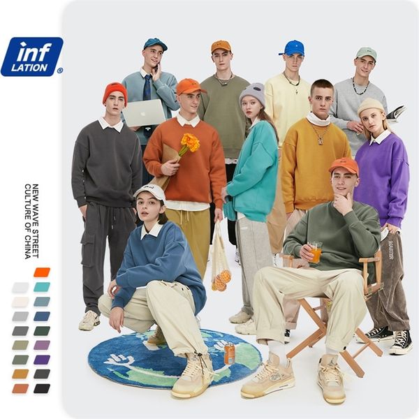

inflation winter mens hip hop multi-colour hoodies velvet fabrics fleece sweatshirts 8 solid color winter men sweatshirts lj201029, Black