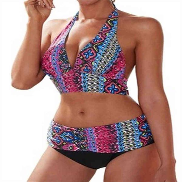 

swimsuit neck 2022 split print strap bikini swimsuit, White;black