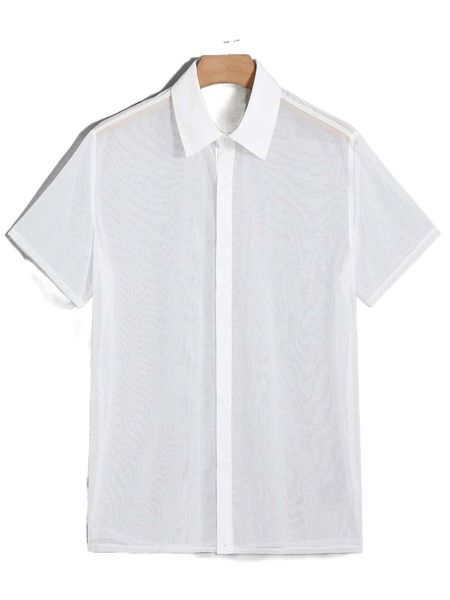 

men sheer mesh shirt n6ta#, White;black