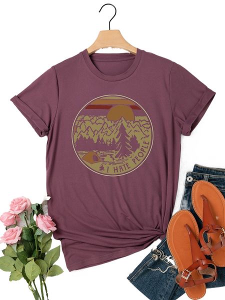 

plus slogan & trees print tee q6cq#, Black