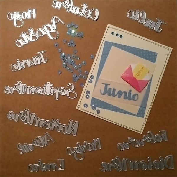 Wyse İspanyolca Kelime Öldü 12 Ay Mektup Alfabe Metal Kesme Ölümleri Scrapbooking 2020 DIY Kağıt Kart El Sanatları Şablonu için Kesim T200319