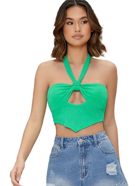 

cutout tied backless bandana crop g2ti#, White