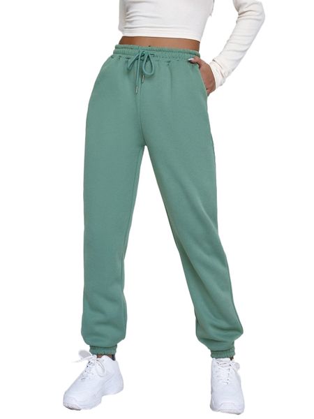 

drawstring waist slant pockets sweatpants y3jz#, Black;white