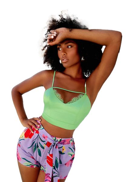 

x terese sydonna eyelash lace trim cut out cami e9wd#, White