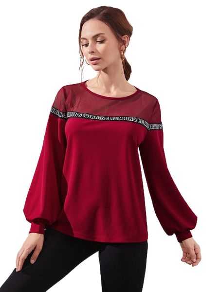 

letter graphic mesh panel sweatshirt 449x#, Black