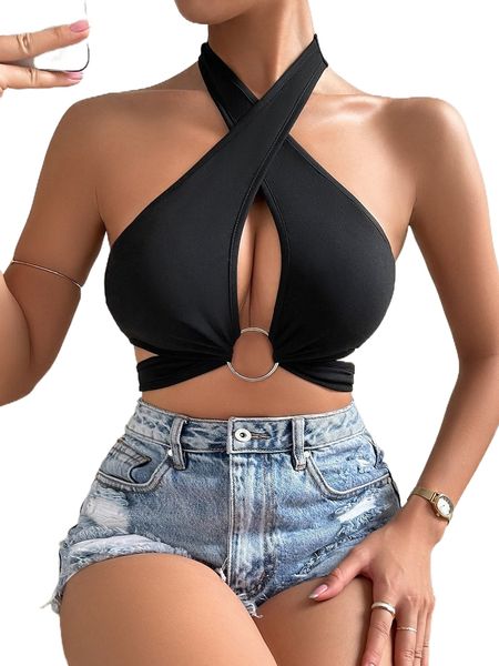 

criss cross ring halter g2lr#, White