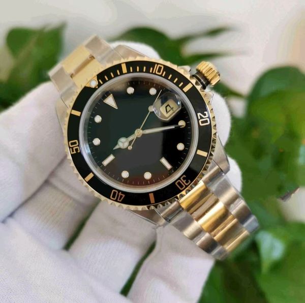 

men's mechanical watch 316l stainless steel gold case self-winding waterproof timer 44mm, Slivery;brown